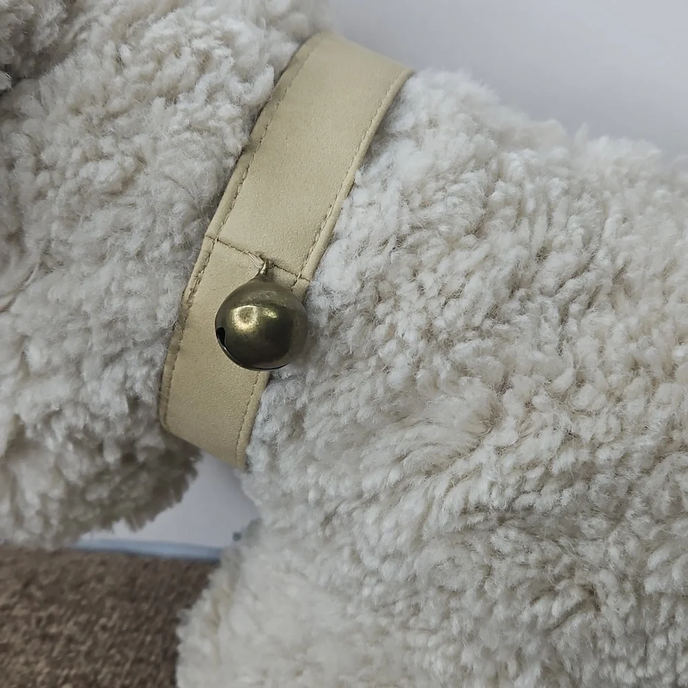 Pottery Barn Dog Doodle Faux Fur Pillow w/ Bell Golden Doodle
